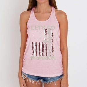 Gun American Flag Patriots LetS Go Brandon Gift Women's Knotted Racerback Tank