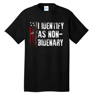 Gun American Flag I Identify As Non Bidenary Tall T-Shirt