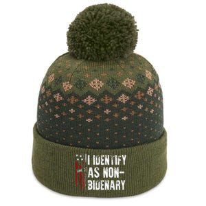 Gun American Flag I Identify As Non Bidenary The Baniff Cuffed Pom Beanie