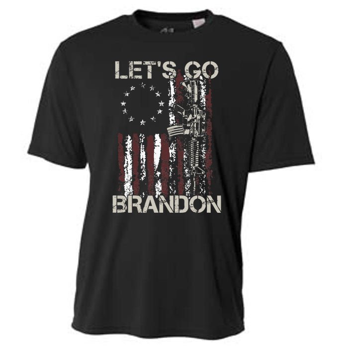 Gun American Flag Patriots Lets Go Brandon Cooling Performance Crew T-Shirt