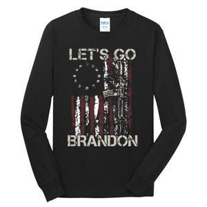 Gun American Flag Patriots Lets Go Brandon Tall Long Sleeve T-Shirt