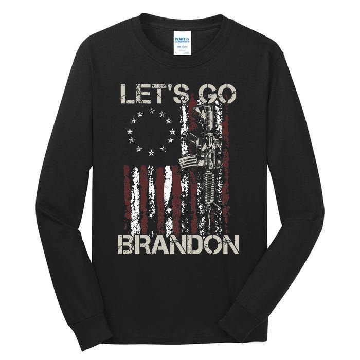 Gun American Flag Patriots Lets Go Brandon Tall Long Sleeve T-Shirt