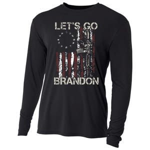 Gun American Flag Patriots Lets Go Brandon Cooling Performance Long Sleeve Crew