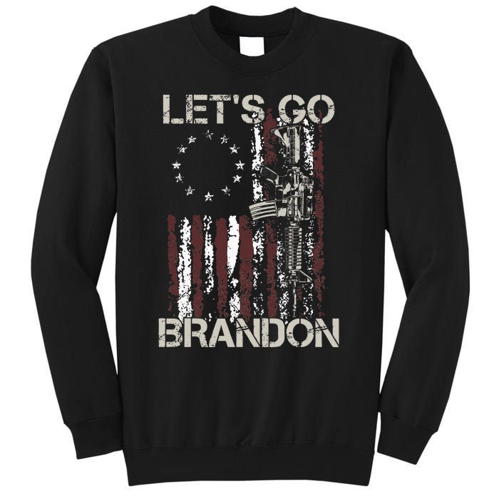 Gun American Flag Patriots Lets Go Brandon Tall Sweatshirt