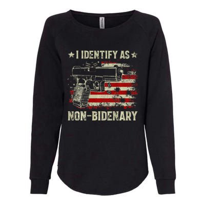 Gun American Flag Funny I Identify As Non Bidenary Womens California Wash Sweatshirt