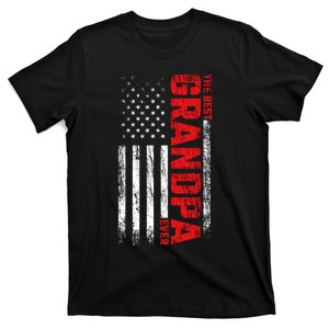 Grandpa American Flag On Back Best Grandpa Ever T-Shirt