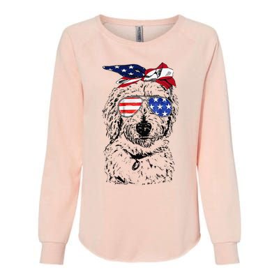 Goldendoodle American Flag Goldendoodle Mom 4th Of July Womens California Wash Sweatshirt