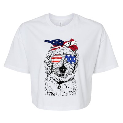 Goldendoodle American Flag Goldendoodle Mom 4th Of July Bella+Canvas Jersey Crop Tee