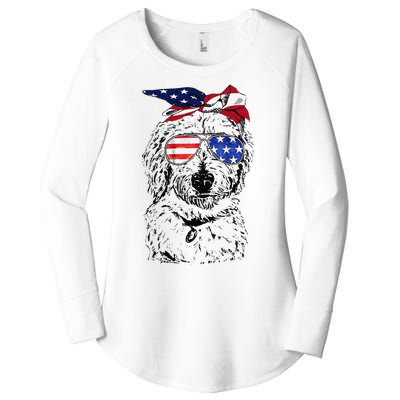 Goldendoodle American Flag Goldendoodle Mom 4th Of July Women's Perfect Tri Tunic Long Sleeve Shirt