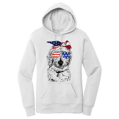 Goldendoodle American Flag Goldendoodle Mom 4th Of July Women's Pullover Hoodie