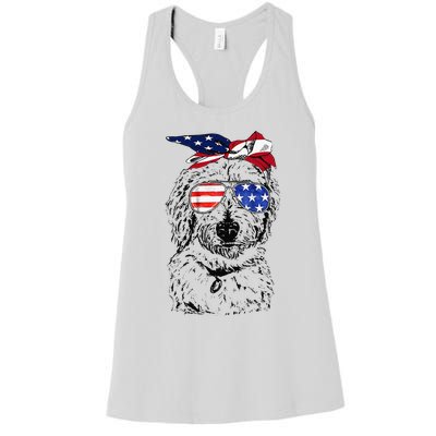 Goldendoodle American Flag Goldendoodle Mom 4th Of July Women's Racerback Tank