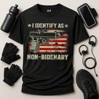 Gun American Flag Funny I Identify As NonBidenary Performance Shirt