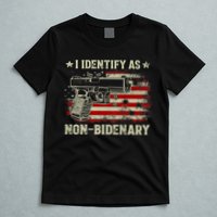 Gun American Flag Funny I Identify As NonBidenary T-Shirt