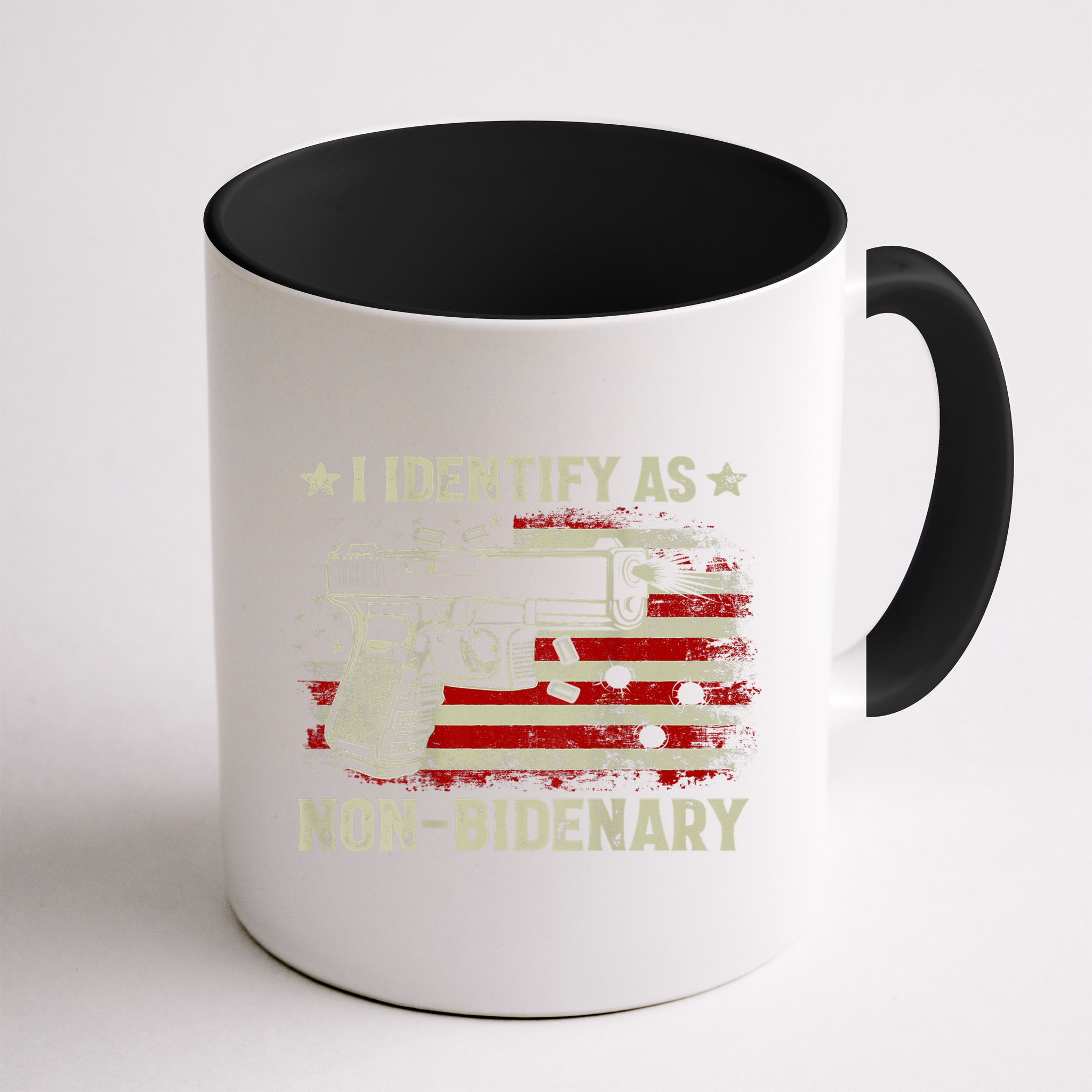 Gun American Flag Funny I Identify As NonBidenary Mug