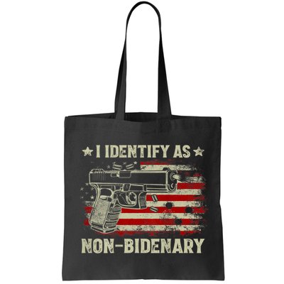 Gun American Flag Funny I Identify As NonBidenary Bag