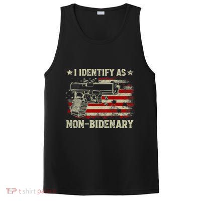 Gun American Flag Funny I Identify As NonBidenary PosiCharge Competitor Tank