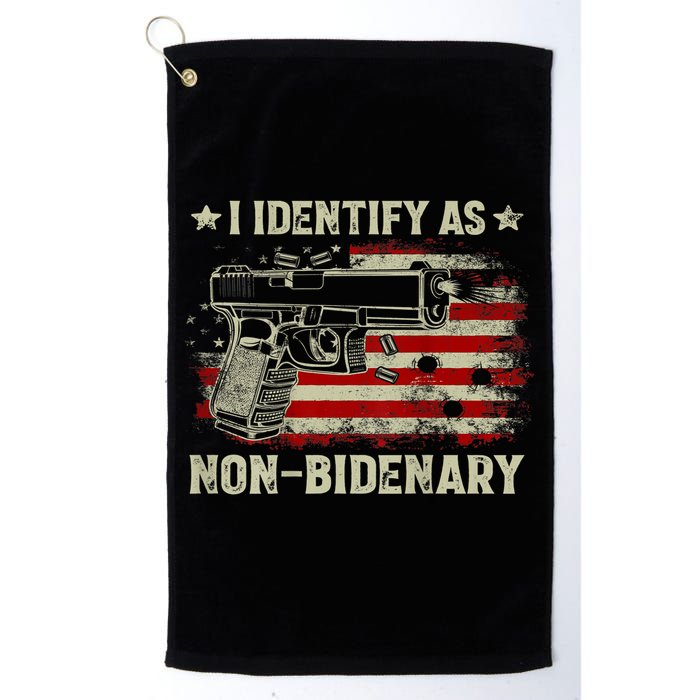 Gun American Flag Funny I Identify As NonBidenary Golf Towel