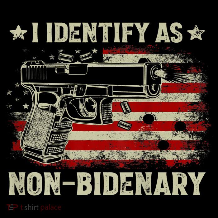 Gun American Flag Funny I Identify As NonBidenary Kids T-Shirt
