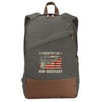 Gun American Flag Funny I Identify As NonBidenary Cotton Canvas Backpack