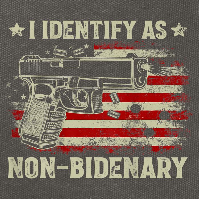 Gun American Flag Funny I Identify As NonBidenary Cotton Canvas Backpack