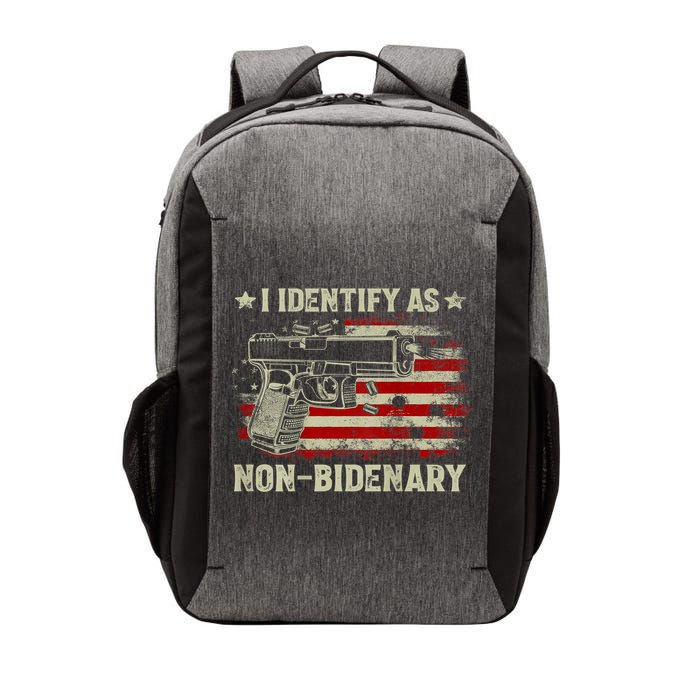 Gun American Flag Funny I Identify As NonBidenary Vector Backpack