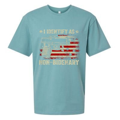 Gun American Flag Funny I Identify As NonBidenary Sueded Cloud Jersey T-Shirt