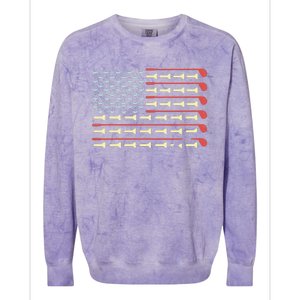 Golfer American Flag Gift For Golfers Colorblast Crewneck Sweatshirt