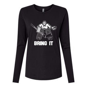 Goalie Apparel Funny Ice Hockey Player Gift Womens Cotton Relaxed Long Sleeve T-Shirt