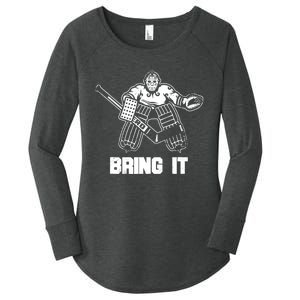 Goalie Apparel Funny Ice Hockey Player Gift Women's Perfect Tri Tunic Long Sleeve Shirt