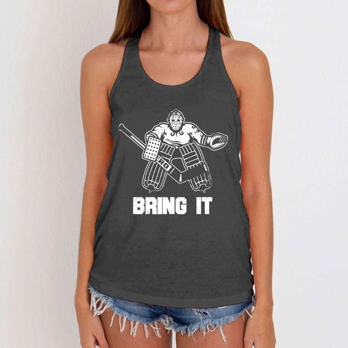 Goalie Apparel Funny Ice Hockey Player Gift Women's Knotted Racerback Tank