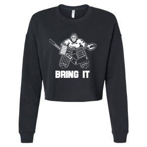 Goalie Apparel Funny Ice Hockey Player Gift Cropped Pullover Crew