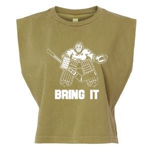 Goalie Apparel Funny Ice Hockey Player Gift Garment-Dyed Women's Muscle Tee