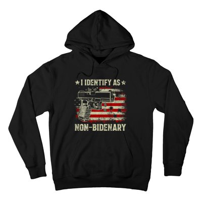 Gun American Flag I Identify As Nonbidenary Hoodie