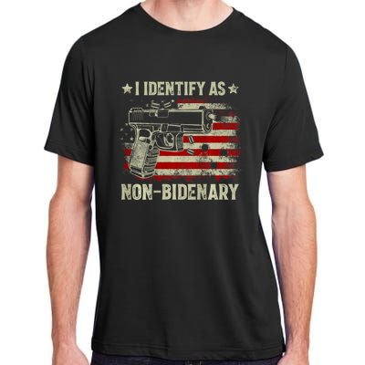 Gun American Flag I Identify As Nonbidenary Adult ChromaSoft Performance T-Shirt