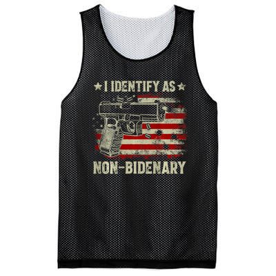 Gun American Flag I Identify As Nonbidenary Mesh Reversible Basketball Jersey Tank