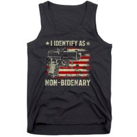 Gun American Flag I Identify As Nonbidenary Tank Top