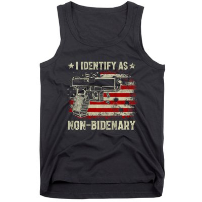 Gun American Flag I Identify As Nonbidenary Tank Top