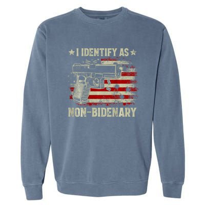 Gun American Flag I Identify As Nonbidenary Garment-Dyed Sweatshirt