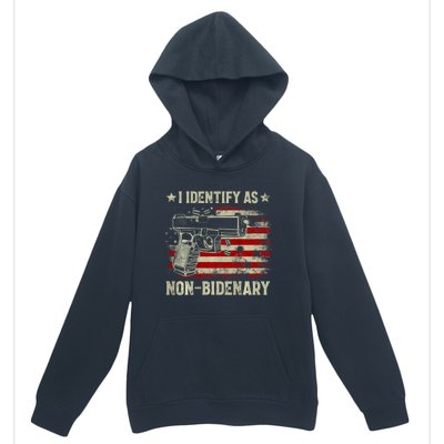 Gun American Flag I Identify As Nonbidenary Urban Pullover Hoodie