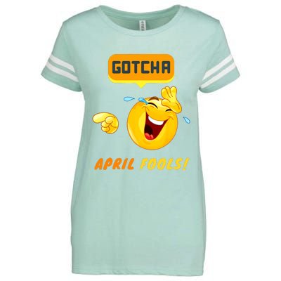 Gotcha April Fools Day Funny Prank Silly Dad Jokes Enza Ladies Jersey Football T-Shirt