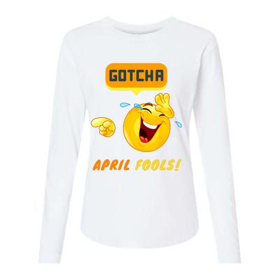 Gotcha April Fools Day Funny Prank Silly Dad Jokes Womens Cotton Relaxed Long Sleeve T-Shirt