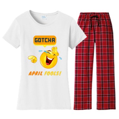 Gotcha April Fools Day Funny Prank Silly Dad Jokes Women's Flannel Pajama Set