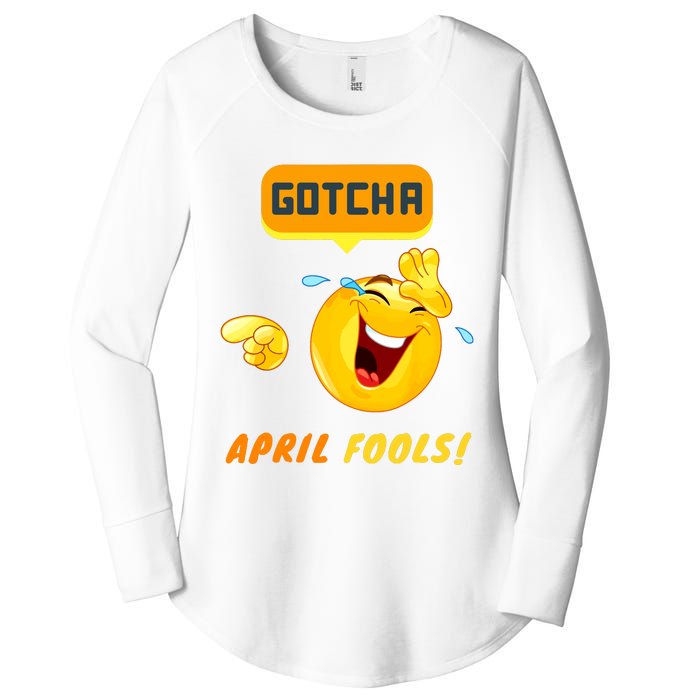 Gotcha April Fools Day Funny Prank Silly Dad Jokes Women's Perfect Tri Tunic Long Sleeve Shirt