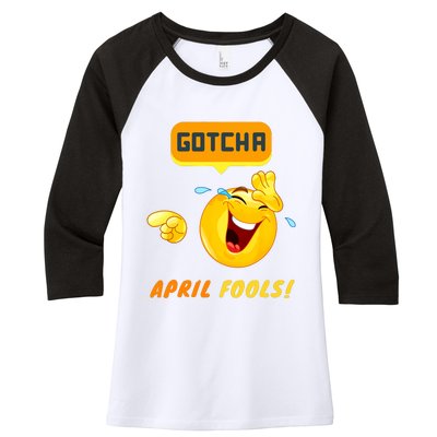 Gotcha April Fools Day Funny Prank Silly Dad Jokes Women's Tri-Blend 3/4-Sleeve Raglan Shirt