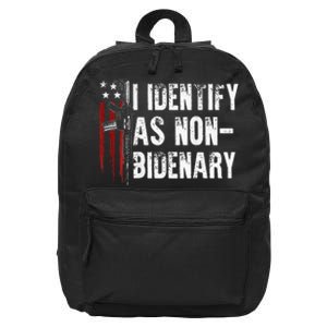 Gun American Flag I Identify As NonBidenary  16 in Basic Backpack