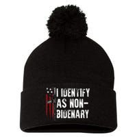 Gun American Flag I Identify As NonBidenary  Pom Pom 12in Knit Beanie