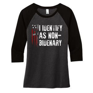 Gun American Flag I Identify As NonBidenary  Women's Tri-Blend 3/4-Sleeve Raglan Shirt