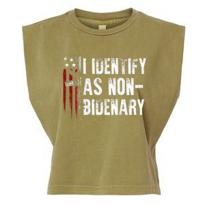 Gun American Flag I Identify As NonBidenary  Garment-Dyed Women's Muscle Tee