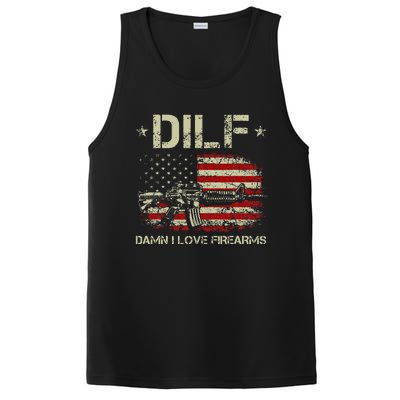 Gun American Flag Dilf Damn I Love Firearms PosiCharge Competitor Tank