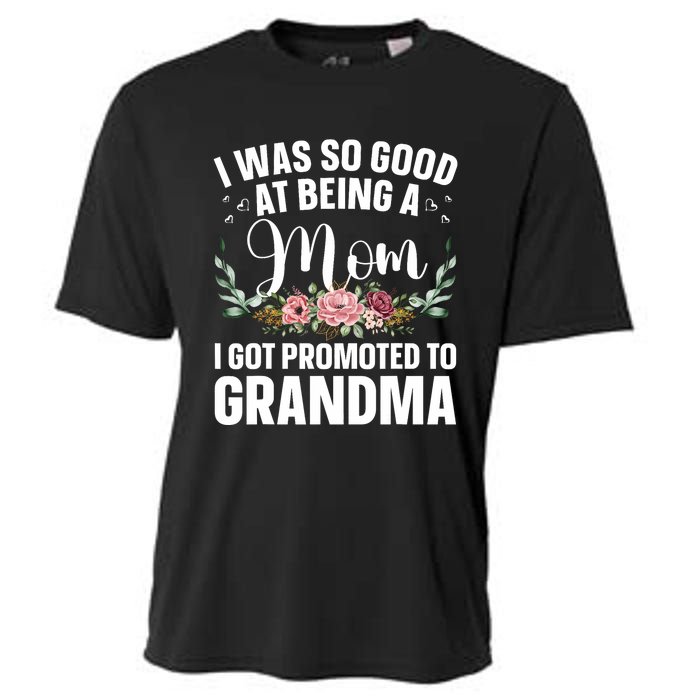 Grandma Art For Mom Women Grandmother Promoted To Grandma Cooling Performance Crew T-Shirt